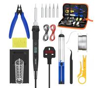 Kit de soldador 15 en 1 de 80 W, LCD de temperatura ajustable de 180 a 520 °C, herramienta de soldadura eléctrica con 5 puntas de soldadura, bomba desoldadora, tubo de alambre de estaño, soporte