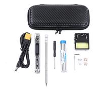 Kit de soldador con pantalla digital SI012 con punta de soldadura T12 B2 - Herramienta de soldadura eléctrica portátil con cable de alimentación XT60 y carcasa de PC ignífuga para