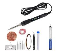 Kit De Soldador Eléctrico 80 W, Herramienta Soldadura Digital Con Temperatura Ajustable, Estaño Puntas Hierro, Herramientas Reparación Calentamiento Preciso(Black,Set-5)