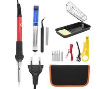Kit de soldador eléctrico de 15 piezas con temperatura ajustable de 200 a 450 °C, bomba desoldadora, alambre de soldadura, puntas y estuche de transporte para electrónica y