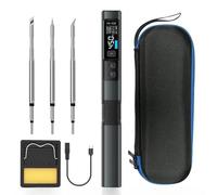 Kit de soldador eléctrico inteligente de 100 W PD QC CC temperatura constante ajustable con cuerpo de aleación de aluminio CNC y pantalla HD de 0.96 pulgadas compatible con el modelo HS-02B (HS-02B)