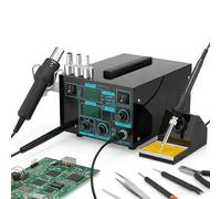 Kit de soldador, estación de desoldadura antiestática con pantalla LED, ajustable a 100-420 °C, flujo de aire de 0,3 a 2,4 l/min para reparación electrónica