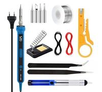 Kit de soldador, juego de soldador, kit de soldadura LED de 100 W con control de temperatura 180-520 °C Temperatura ajustable con pantalla LCD soporte de soldador para trabajos reparaciones eléctricas