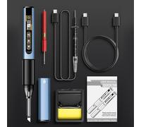 Kit de soldador portátil 2 en 1 con pantalla OLED, calentamiento rápido y temperatura ajustable, apagado automático, incluye cables de prueba multímetro (Navy Blue)
