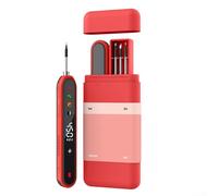 Kit de soldador portátil recargable por USB con pantalla LCD y temperatura ajustable de 180 a 450 °C, batería de 1400 mAh, 3 puntas de repuesto, para reparación electrónica de bricolaje (rojo)