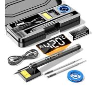 Kit de Soldador Soldadura Recargable por USB Sin Cables Pantalla Temperatura Ajustable Digital Juego Herramientas Portátil Calentamiento Rápido con Puntas Soporte Resina y Estuche Almacenamiento