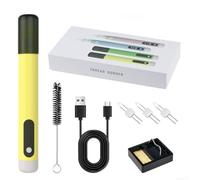 Kit de soldador USB, bolígrafo eléctrico inalámbrico con pantalla OLED, temperatura ajustable 80-420C para fijación de teléfono de placa de circuito (amarillo)