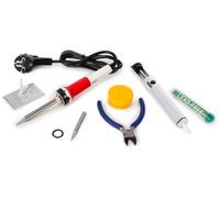 Kit de soldadura (cautín de soldadura de 30 W punta de subst desoldar soporte soldadura masa fundente y pinzas)
