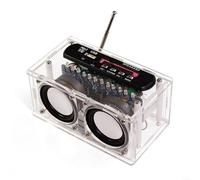 Kit de soldadura de altavoz de radio FM con indicador LED, control remoto, tarjeta AUX USB TF, funda acrílica, 5 V 2 x 3 W