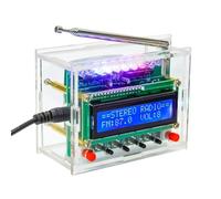 Kit de soldadura de radio para bricolaje, kit de práctica de soldadura FM 87-108MHz, kit de radio FM acrílico transparente con pantalla LCD1602 y luces LED para electrónica, regalo de bricolaje,