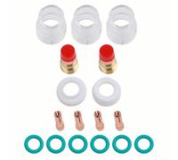 Kit de soldadura TIG de 17 piezas con lente de gas Stubby de 3/32 pulgadas #12 para antorchas WP-17/18/26, incluye portabrocas de lentes y anillos de sellado