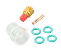 Kit de soldadura TIG de 7 piezas con copa de vidrio transparente para antorcha WP-9 WP-20 WP-25 para lente de gas rechoncha de 1,0 mm, 1,6 mm, 2,4 mm, 3,2 mm (2,4 mm)