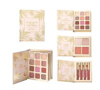 Kit De Sombras De Ojos De Doce Colores- Rubor En Paleta De Libro, Lápiz Labial De Cuatro Líquidos, Juego De Cosméticos Para Rostro Completo | Colección De Belleza Confiable Ideal Para Uso Diario En