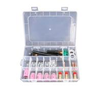 Kit de soplete de soldadura TIG de 31 piezas para lente de gas Stubby, compatible con cuerpos de antorcha WP-17/18/26, incluye copa de vidrio #12 (apertura de 3,2 mm)