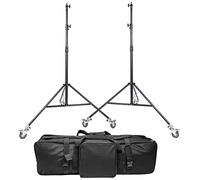 Kit de soporte de luz de estudio profesional, sistema de soporte de iluminación acolchada con resorte ajustable con bolsa de transporte Ruedas de trípode de 270 cm, 2 juegos