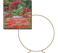 Kit de soporte de metal con arco redondo dorado para boda, marco de jardín fuerte para interiores y exteriores, bodas y fiestas de cumpleaños, 1,5 m