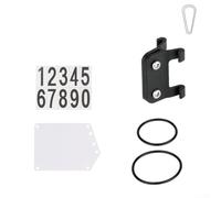 Kit de soporte de placa de babero de ciclismo con correa y calcomanías para tija de sillín de bicicleta de montaña, negro (clip en V + placa de matrícula)