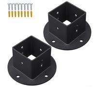 Kit de soporte de poste cuadrado de 2 x 2 pulgadas con bases de brida de metal para soporte fuerte para cubierta y pérgola