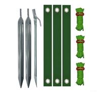 Kit de soporte de tronco de árbol resistente de 9 piezas con estacas fuertes y correas cortavientos para anclar árboles de forma segura y promover un crecimiento saludable (clavos plateados A)