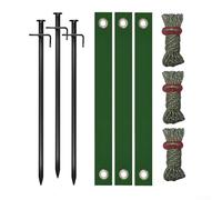 Kit de soporte de tronco de árbol resistente de 9 piezas con estacas fuertes y correas cortavientos para anclar árboles de forma segura y promover un crecimiento saludable (uñas negras B)