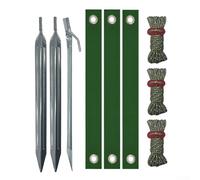 Kit de soporte de tronco de árbol resistente de 9 piezas con estacas fuertes y correas cortavientos para anclar árboles de forma segura y promover un crecimiento saludable (clavos plateados B)