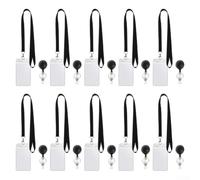 Kit de soporte para insignias con carrete retráctil y cordón para tarjetas de identificación, plástico transparente, orientación vertical u horizontal, uso escolar, oficina, escuela, paquete de 10 (A)