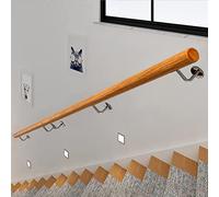 Kit de soporte redondo de madera para escaleras | Barandilla de pared para escaleras de 90 cm, 1 m, 1,5 m, 2,5 m, 3 m, 450 cm, barandilla de escalera montada en la pared (tamaño: 200 cm) - Elegante