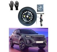 Kit de Soporte Rueda de Repuesto de 16 pulgadas, Compatible con Peugeot 2008 con Gato, Llave, Guantes y Bolsa 125/85R16