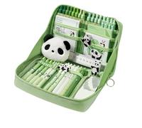 Kit de Suministros Escolares | Juego De Papelería Escolar | Diseño Panda con Notas Pegatinas Broches Colgantes Estuche para Estudiantes Niñas