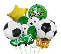 Kit de suministros para fiesta de fútbol, globos de fútbol 3D, tenis y globos de trofeo de campeonato dorado para decoración de fiesta temática de cumpleaños de fútbol (fútbol y verde)