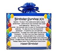 Kit de supervivencia de cumpleaños, para todas las edades (azul), regalo de recuerdo y tarjeta de felicitación, feliz cumpleaños, Papá Noel secreto