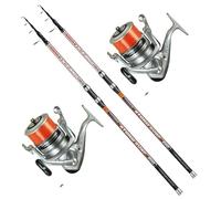 Kit de Surfcasting con caña telescópica Trabucco Oceanic Storm Surf de 4.20 m 200gr + Carrete Trabucco (2 cañas + 2 Oceanic 8000)