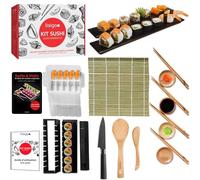 Kit de sushi maki maker completo - Aparato para hacer sushi makis - Estuche con alfombrilla de bambú, cuchillo japonés, varillas, molde de sushi, sin BPA, idea de regalo para hombre y mujer