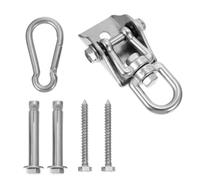 Kit de Suspensión de Acero Inoxidable para Silla Columpio y Hamaca | Carga Robusta, Ahorro de Esfuerzo, Color Plata, Incluye Ganchos, Hebillas de Seguridad y Tornillos