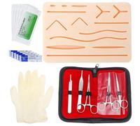 Kit de sutura quirúrgica:kit de práctica de sutura,material de sutura quirúrgica,kit de práctica de sutura de heridas,almohadilla de sutura de silicona con kit de herramientas(solo para uso educativo)