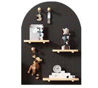 Kit de tablero de clavijas modular, organizador de almacenamiento de madera montado en la pared con ganchos de madera, perfecto para garaje, taller y hogar (negro, 40 x 60 x 2 cm)
