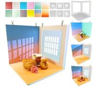Kit de tablero de fondo portátil para fotografía de diseño original: 14 piezas, 28 patrones, kit de mesa de fondo de producto pequeño, accesorios planos para joyas, cosméticos y maquillaje