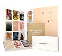 Kit de tablero de visión para mujer, 168 tarjetas con imágenes y citas de primera calidad, tablero plegable y libro guía, suministros completos de manualidades para adultos, kit original Dream Plan Do