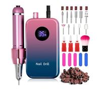 Kit de taladro uñas 35000RPM con cabezal pulido bandas arena, máquina pulidora profesional, , lijadora fácil usar, salón(DMJ-DF110-Champagne)