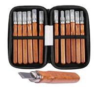 Kit De Talla De Madera Cinceles De Acero Al Carbono | Juego De 12 Piezas Para Escultura Y Grabado En Madera Para Grabador, Carpintero, Carpintería, Artesanía, Modelismo Y