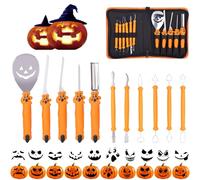 Kit de tallado de calabaza de Halloween, 11 piezas de herramientas para tallar calabaza, juego de decoración de calabaza, profesional, calabaza, bricolaje, con funda, bolsa para tallar calabaza, para