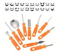 Kit De Tallado De Calabazas Halloween 30 Raspadores Esculpir Con Plantillas
