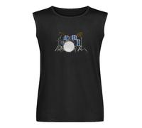 Kit de tambor Rock Drummer Band Keith Moon Sticks Coloured Sleeveless T-Shirt Man's Fashion Cotton Black Vest Tank Clothes, Negro , XL