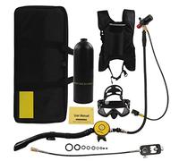 Kit de Tanque de Buceo 2L X5000Plus, Dispositivo de Respiración Subacuática, Juego de Correa de Hombro Doble para Buceo, Kit de Tanque de Buceo Portátil(Paquete D: Botella Negra Black Head 2L)
