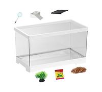 Kit de Tanque de Tortuga - Hábitat de Tortuga Completo con Filtro, Plataforma de Pulpa y luz LED | Kit de Acuario de Arranque para Tortugas pequeñas, Tanque de fácil de Limpiar para