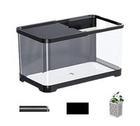 Kit de tanques de peces: acuario cilíndrico ABS de 12.05 x 7.24 pulgadas, tanque de escritorio transparente, hábitat decorativo de agua salada, organizador de cesta colgante, calcomanía electrostática