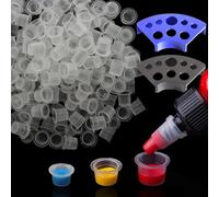 Kit de tapas de tinta Tatoo - SOTICA 500 tazas de tinta de tatuaje de tamaño mixto con 2 soportes de tinta de tatuaje de plástico con soportes para suministros de tatuaje