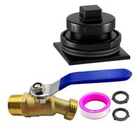 Kit de tapón de drenaje de tanque de stock, válvula de agua de latón para tanques de agua Rubbermaid, juego de drenaje de sumidero hexagonal reductor grifo de latón