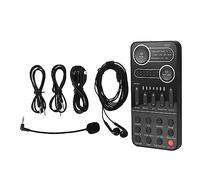 Kit de tarjeta de sonido, Cambiador de voz Mini juego de tarjeta de sonido portátil Multi efectos de voz tarjeta de sonido externa for teléfono PC transmisión en vivo(With Mic Earphone)