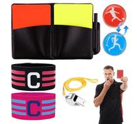 Kit de Tarjetas Árbitro Fútbol,Cartas de Árbitro Tarjetas Rojas Y Amarillas,Silbato de Metal con Cordón,Libro de Puntuaciones,2 Brazaletes de Capitán C,Juego de Árbitro para Fútbol Deporte Escolar